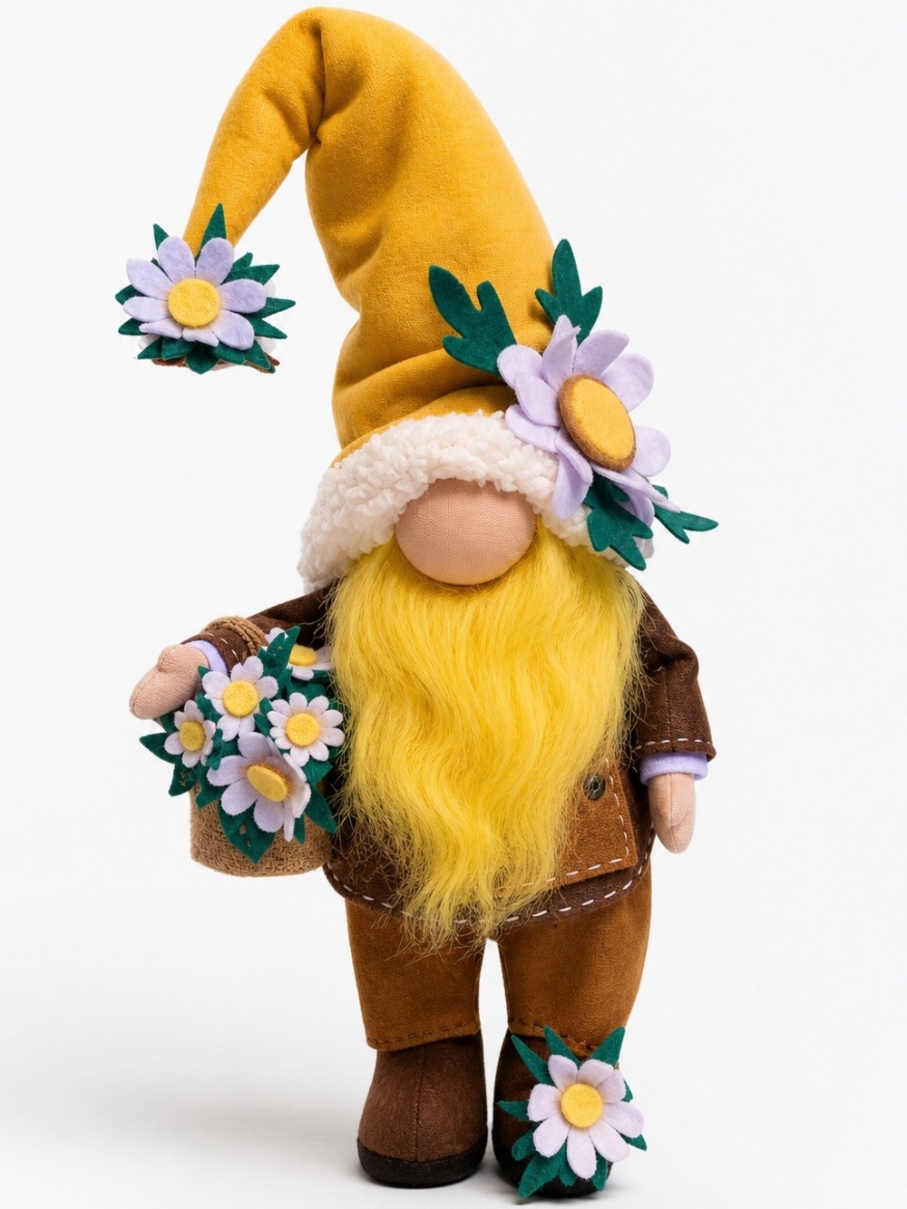Scandinavian Daisy Gnome Doll -with basket and flowers, 🌼spring summer Handmade